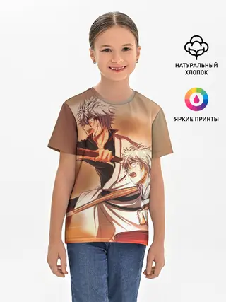 Детская базовая футболка / гинтоки саката самурай