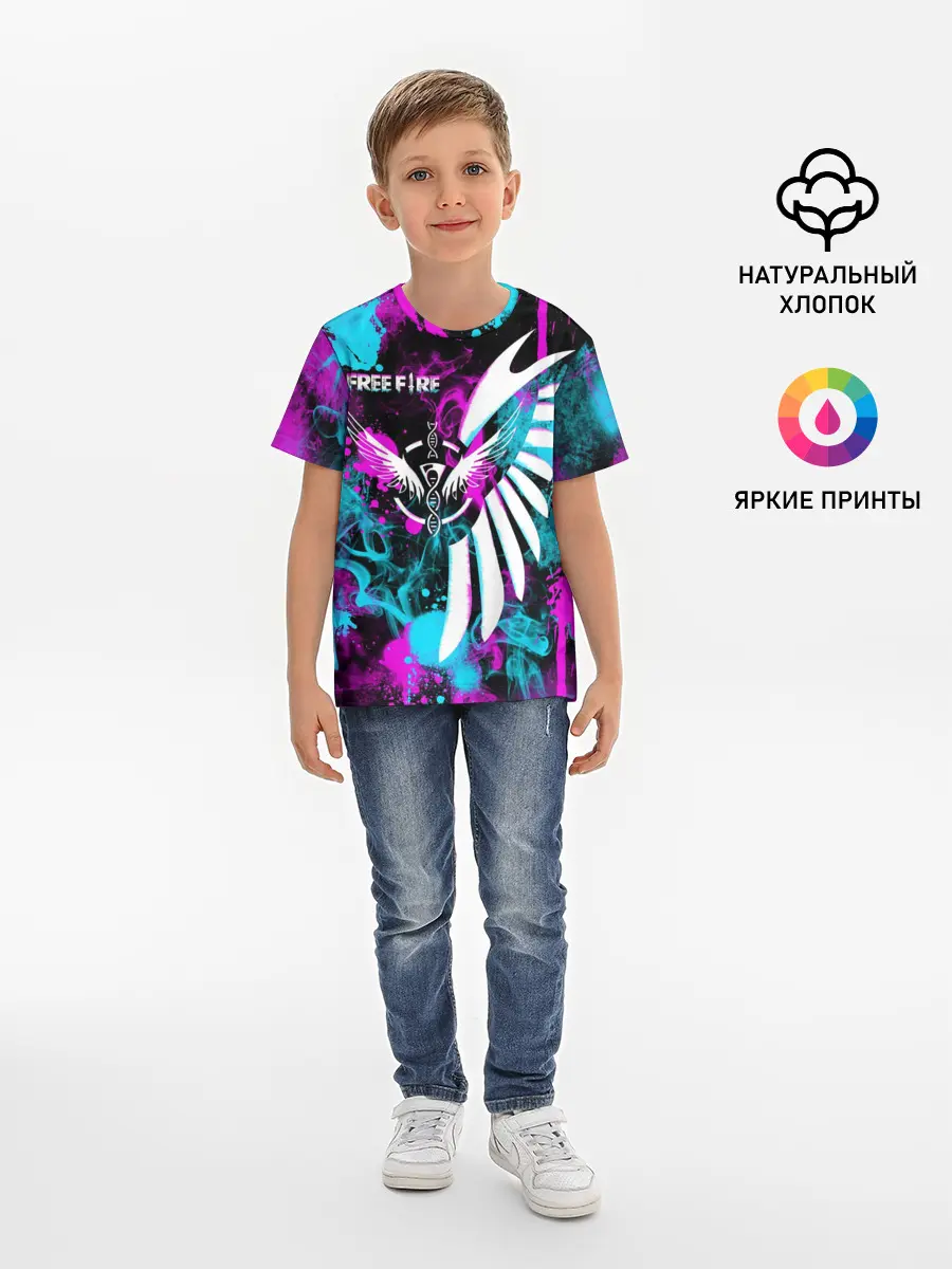 Детская базовая футболка / FREE FIRE NEON