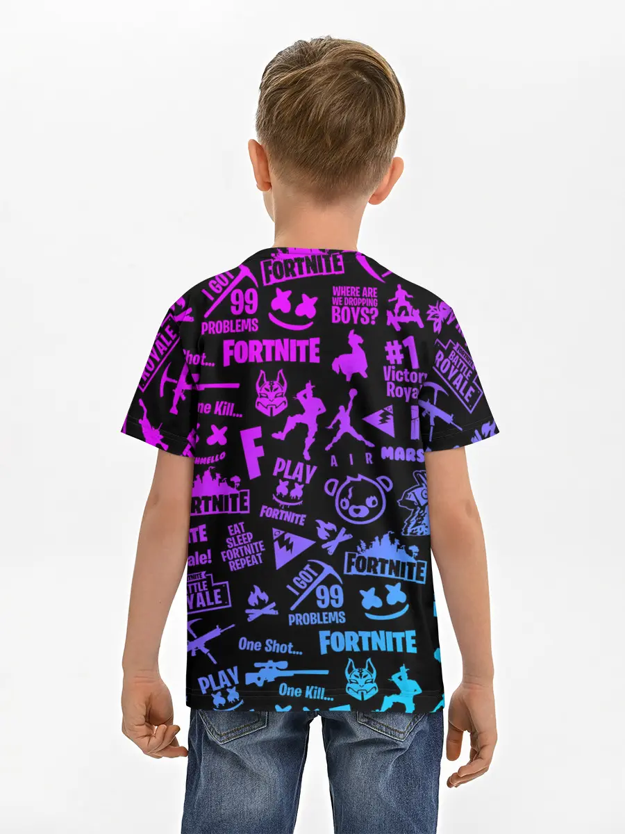 Детская базовая футболка / FORTNITE NEON | ФОРТНАЙТ НЕОН