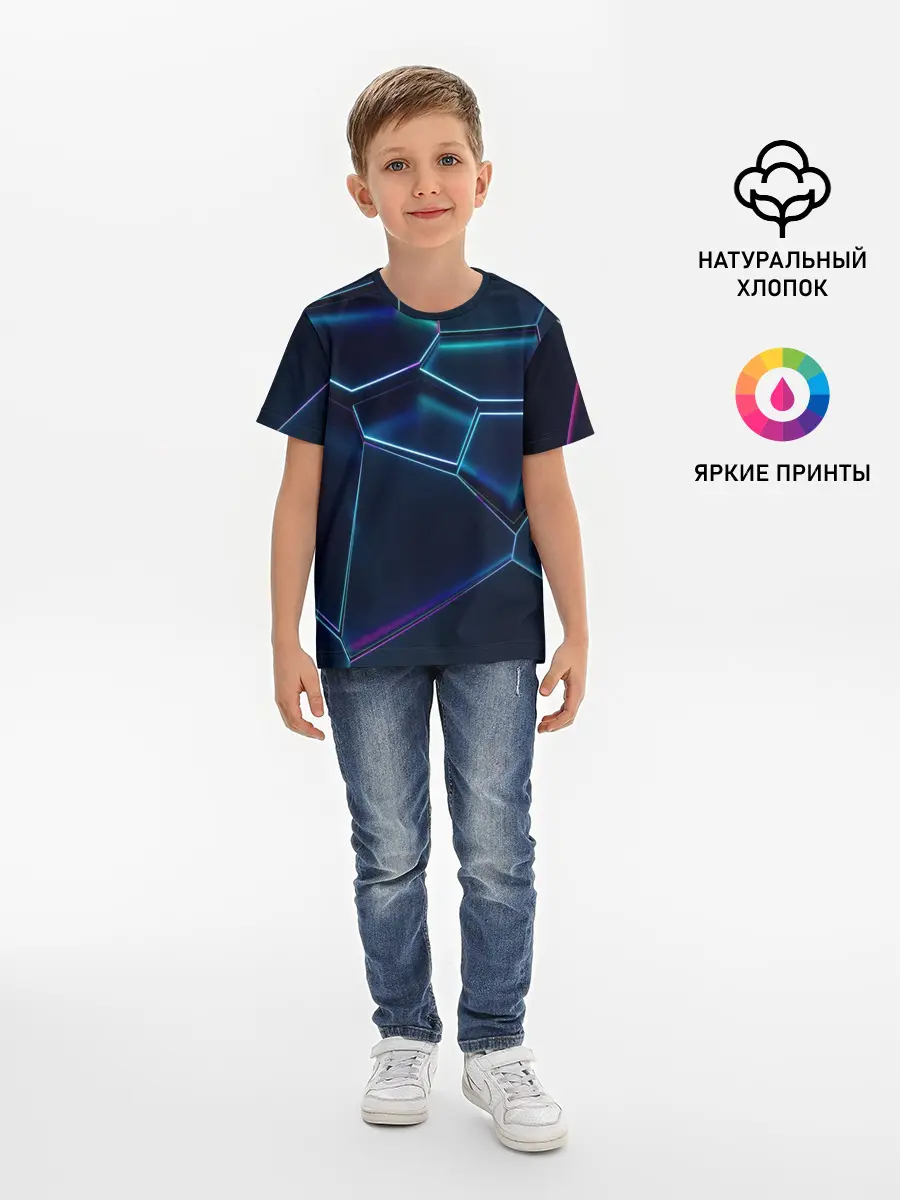 Детская базовая футболка / 3D ПЛИТЫ | НЕОНОВЫЕ ПЛИТЫ