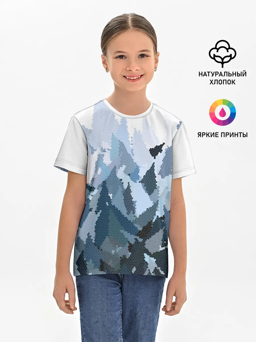 Детская базовая футболка / Абстрактная мазаика витраж