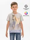 Детская базовая футболка / Белая лошадь на снегу