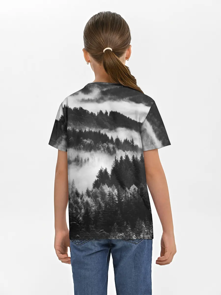 Детская базовая футболка / ТУМАННЫЙ ЛЕС / МРАЧНЫЙ ЛЕС