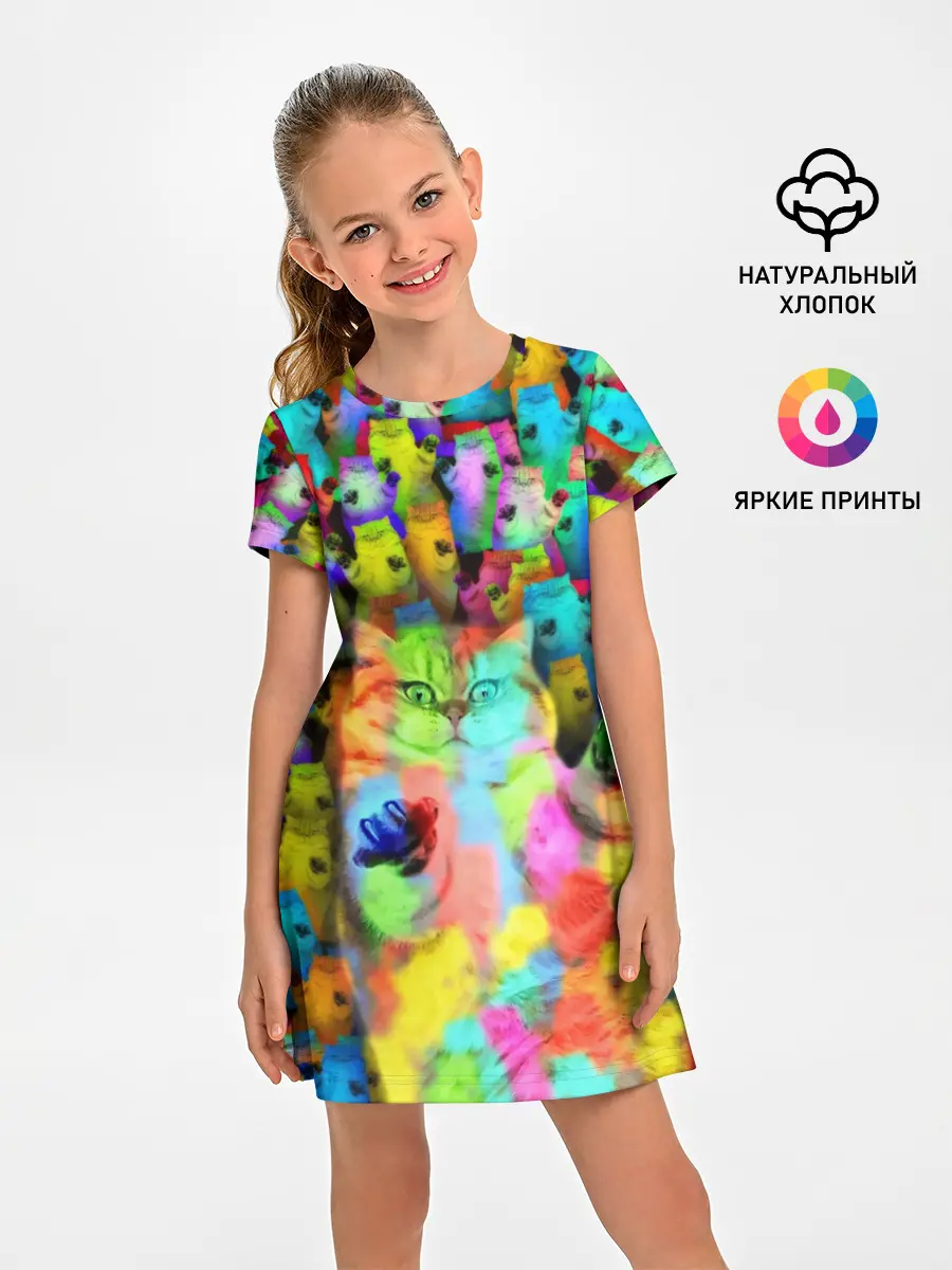 Детское платье / Котики на дискотеке