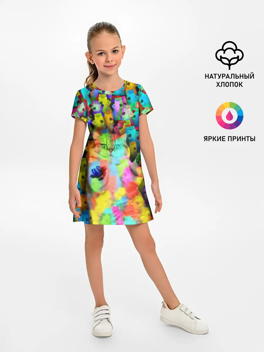 Детское платье / Котики на дискотеке