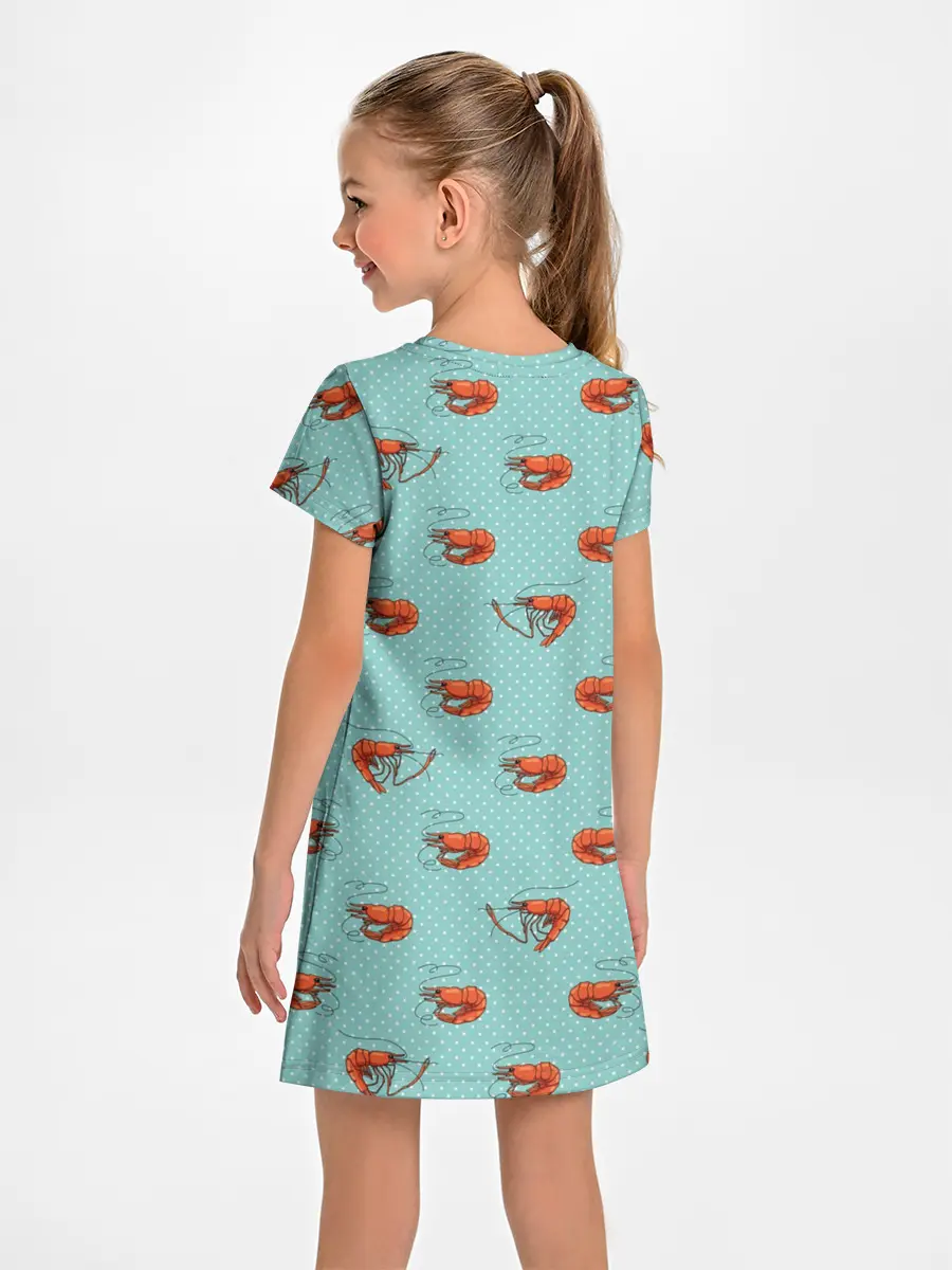 Детское платье / Креветки паттерн