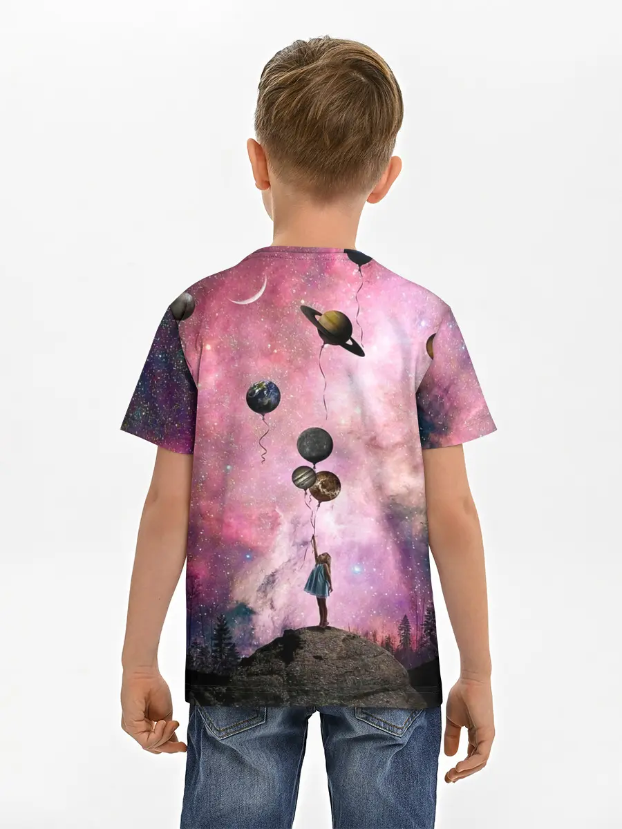 Детская базовая футболка / Девочка и космос