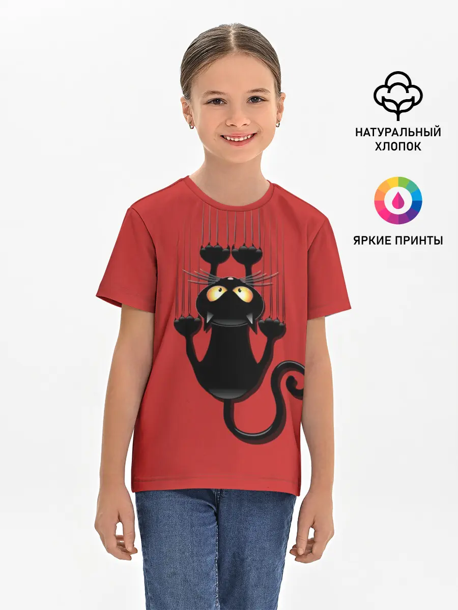 Детская базовая футболка / Черный Кот