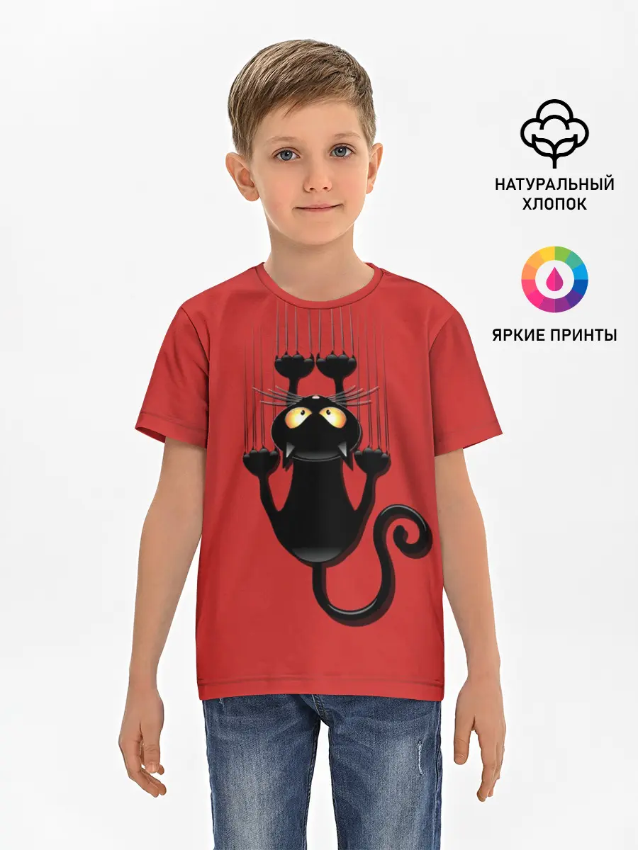 Детская базовая футболка / Черный Кот