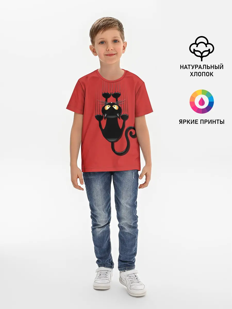 Детская базовая футболка / Черный Кот