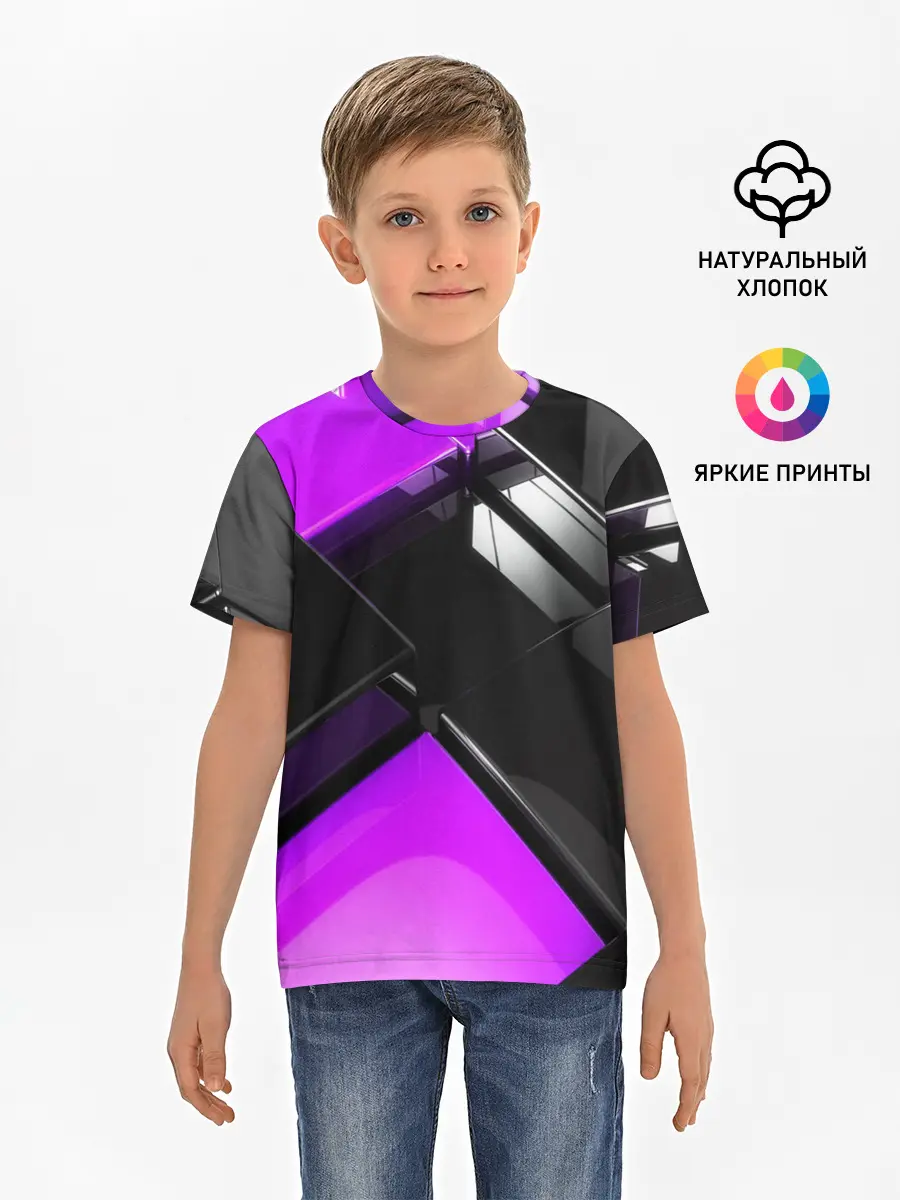 Детская базовая футболка / Неоновые кубы
