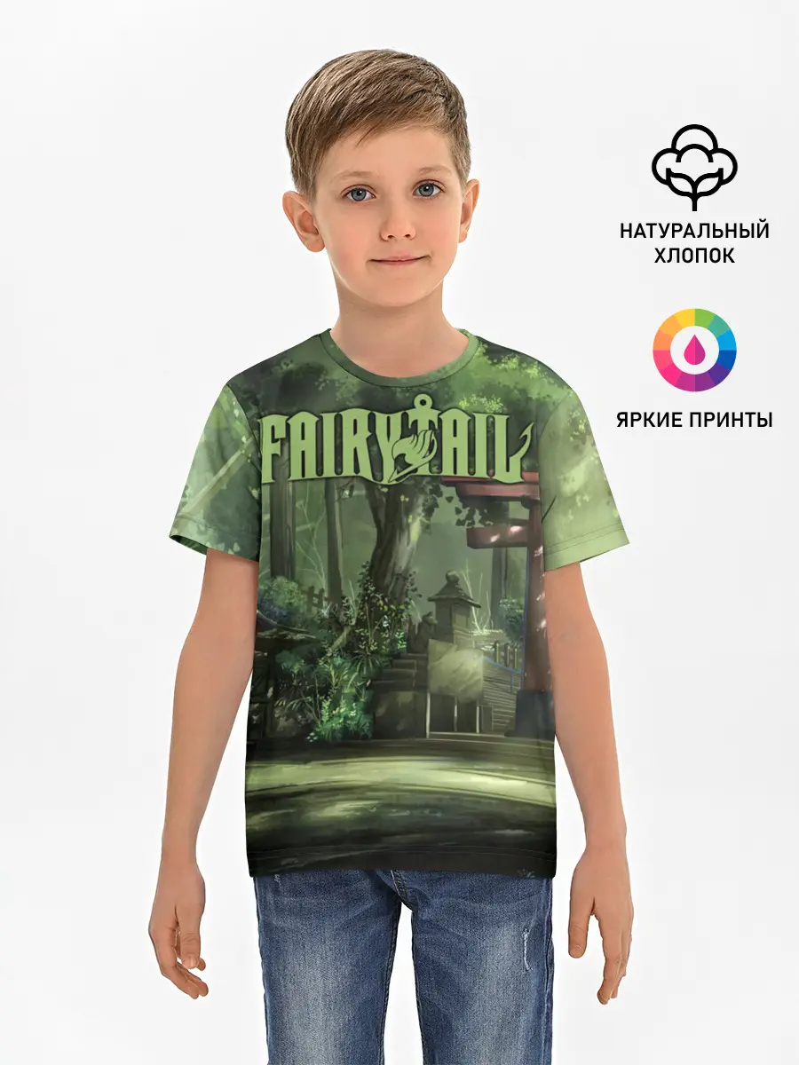 Детская базовая футболка / Фейри Тейл лес
