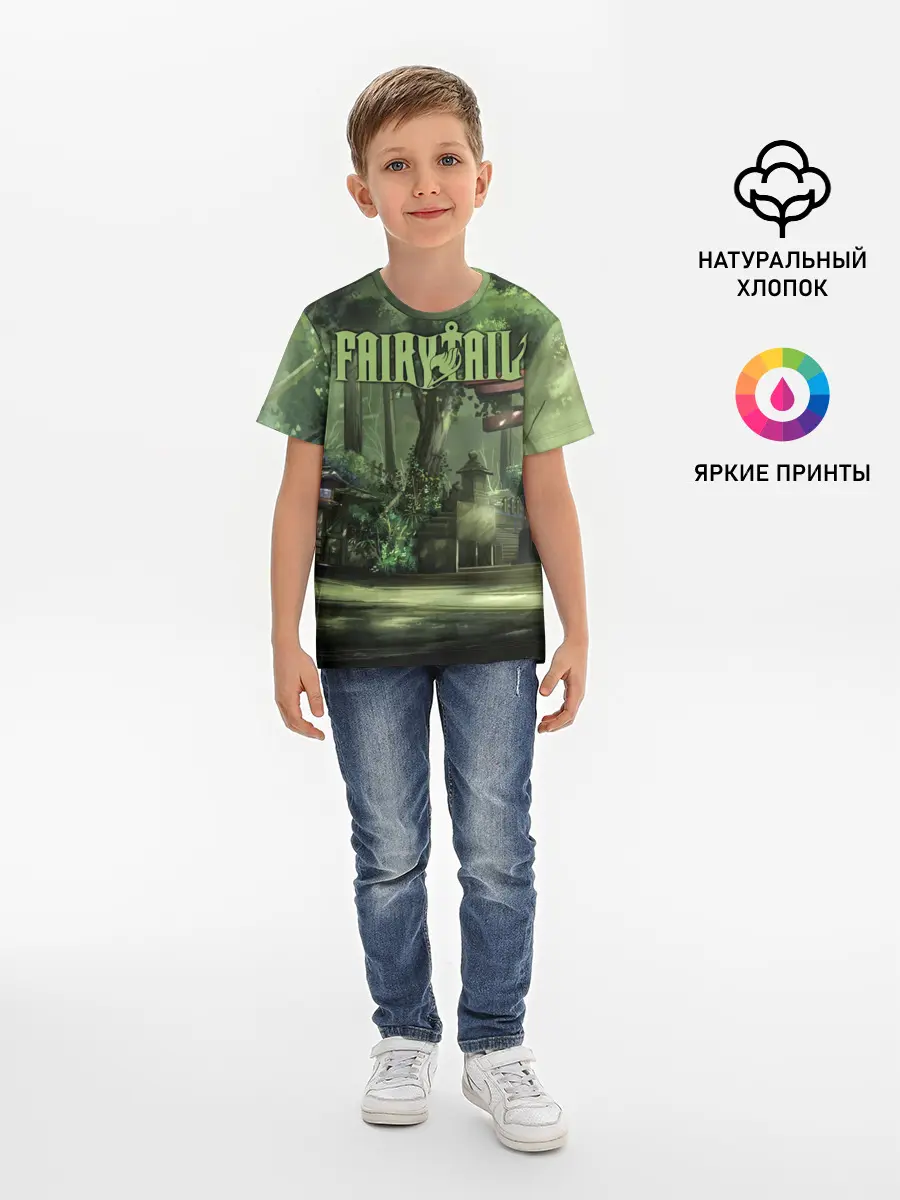 Детская базовая футболка / Фейри Тейл лес