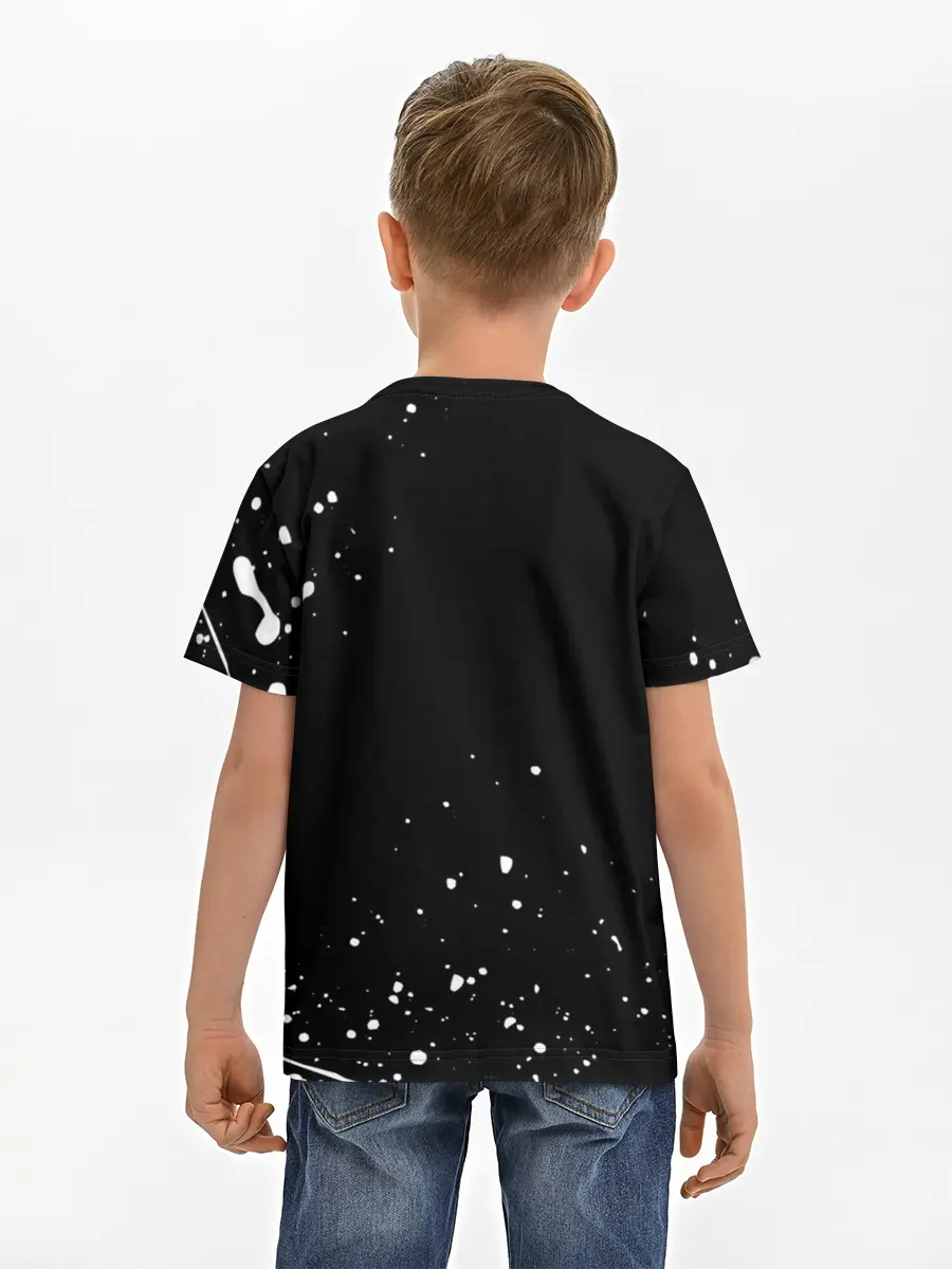 Детская базовая футболка / ONE PIECE | ВАН ПИС ЧЕРЕП БРЫЗГИ КРАСОК