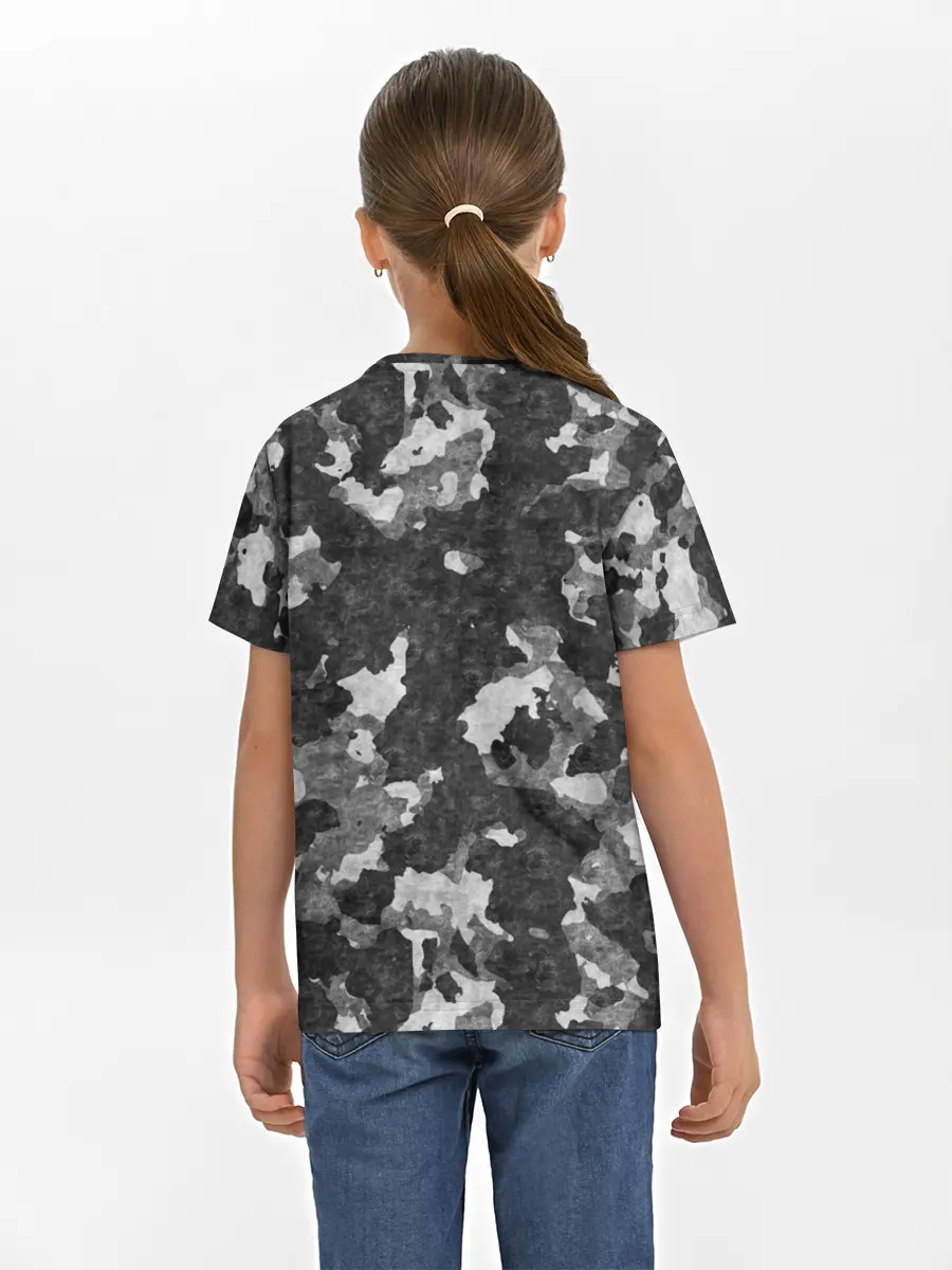 Детская базовая футболка / Gray Camouflage