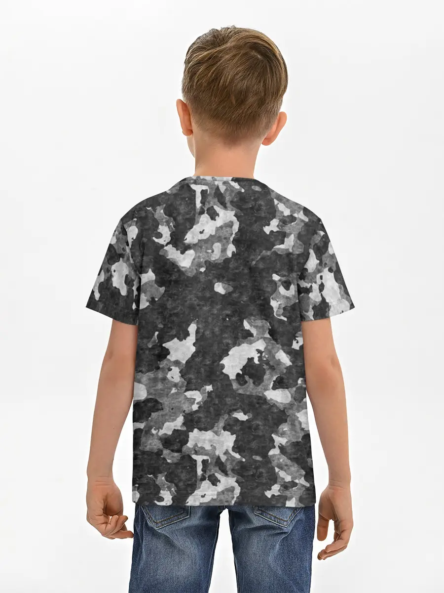 Детская базовая футболка / Gray Camouflage