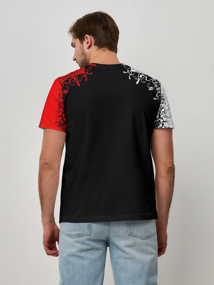 Мужская базовая футболка / Red White Skull - Череп