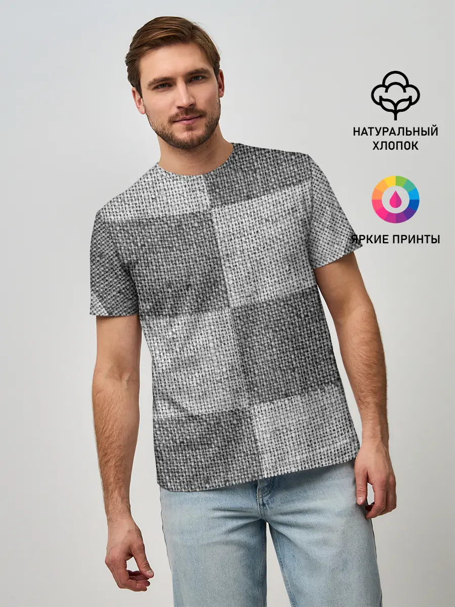 Мужская базовая футболка / Denim Patchwork