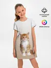 Детское платье / бело-рыжий котенок реализм