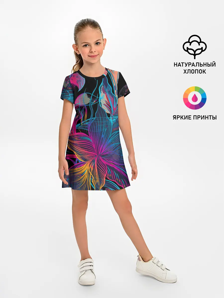 Детское платье / Flowers | Неон