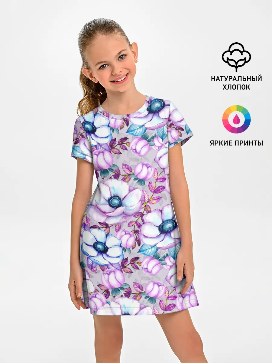 Детское платье / Анемоны - цветочный ковер