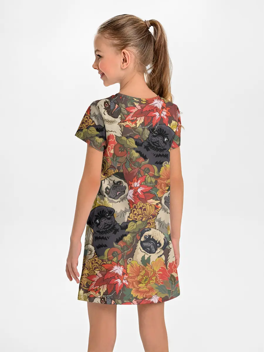 Детское платье / Мопсики | Цветочки