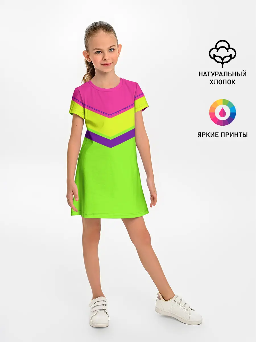 Детское платье / Цветные треугольники_ салатовы