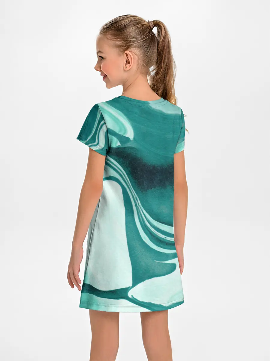 Детское платье / красочный зелёный развод
