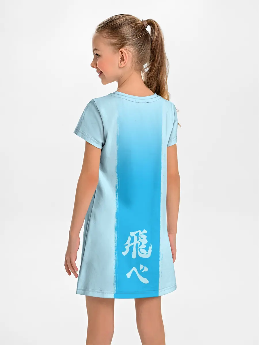 Детское платье / Хината на синем фоне