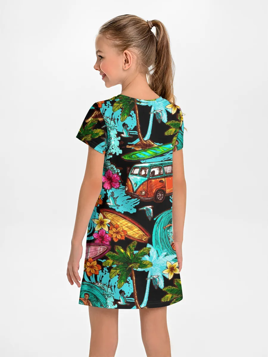 Детское платье / Пальмы, волны, серфинг
