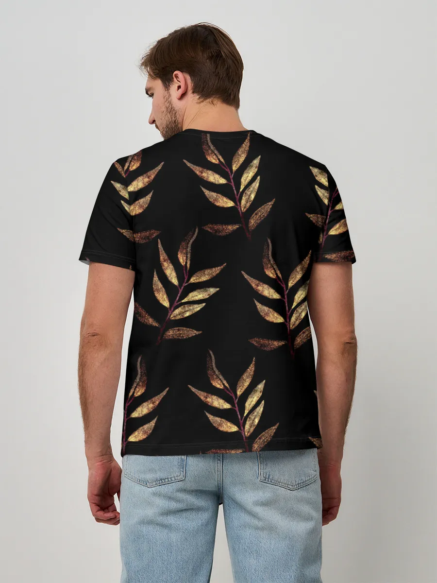Мужская базовая футболка / Золотисто-красные листья