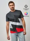 Мужская базовая футболка / Черно-красные зигзаги