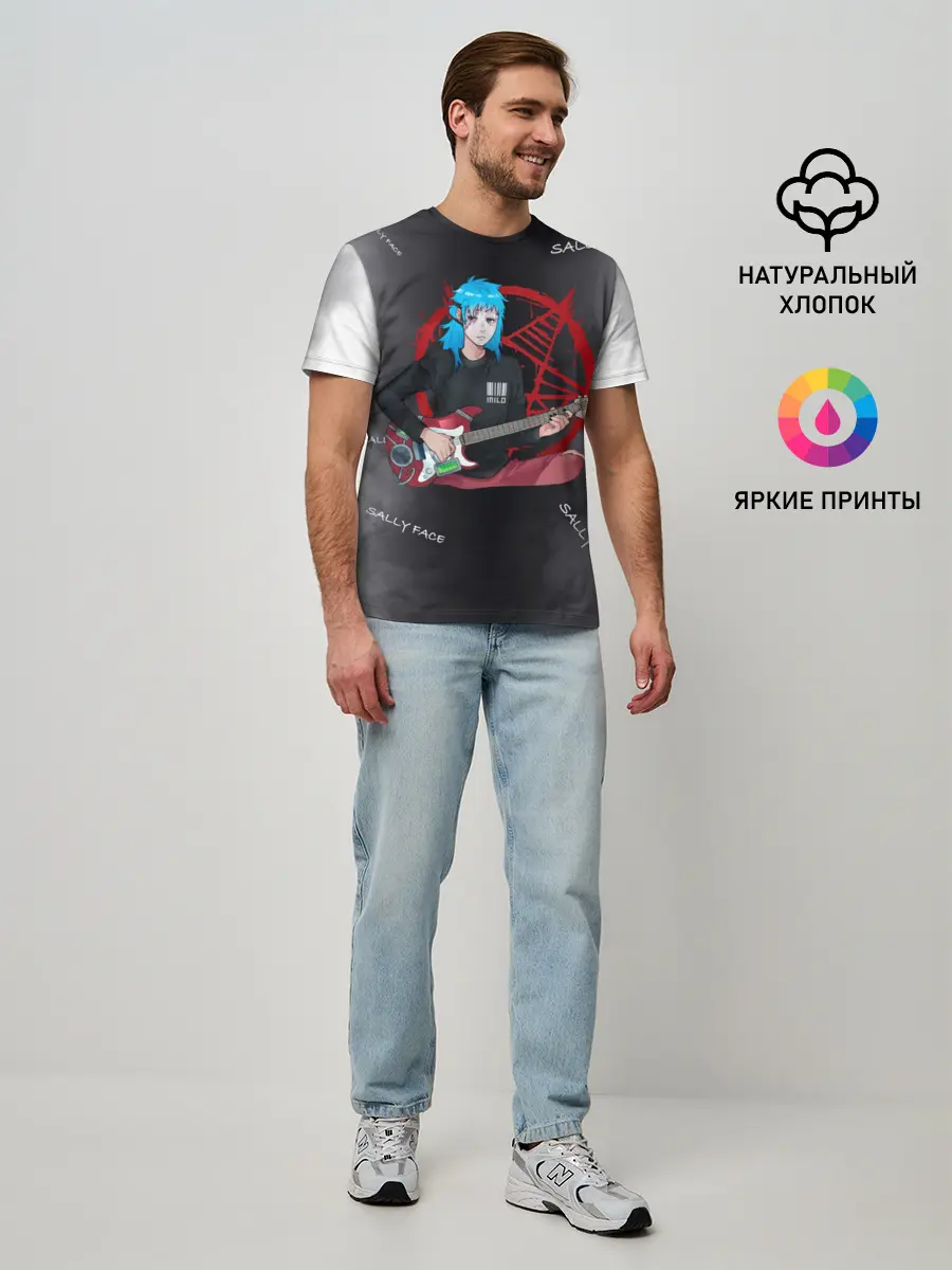 Мужская базовая футболка / Sally Face with a Guitar