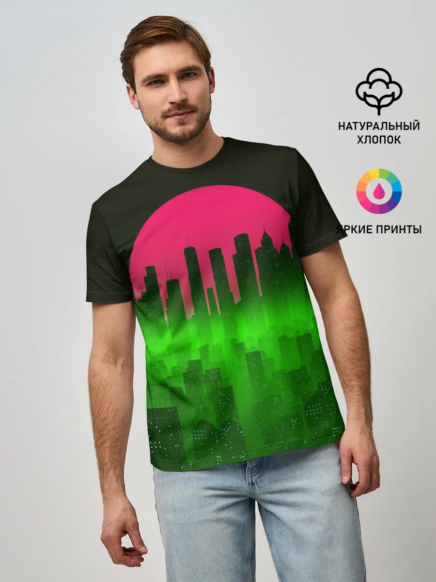 Мужская базовая футболка / НЕОНОВЫЙ ГОРОД