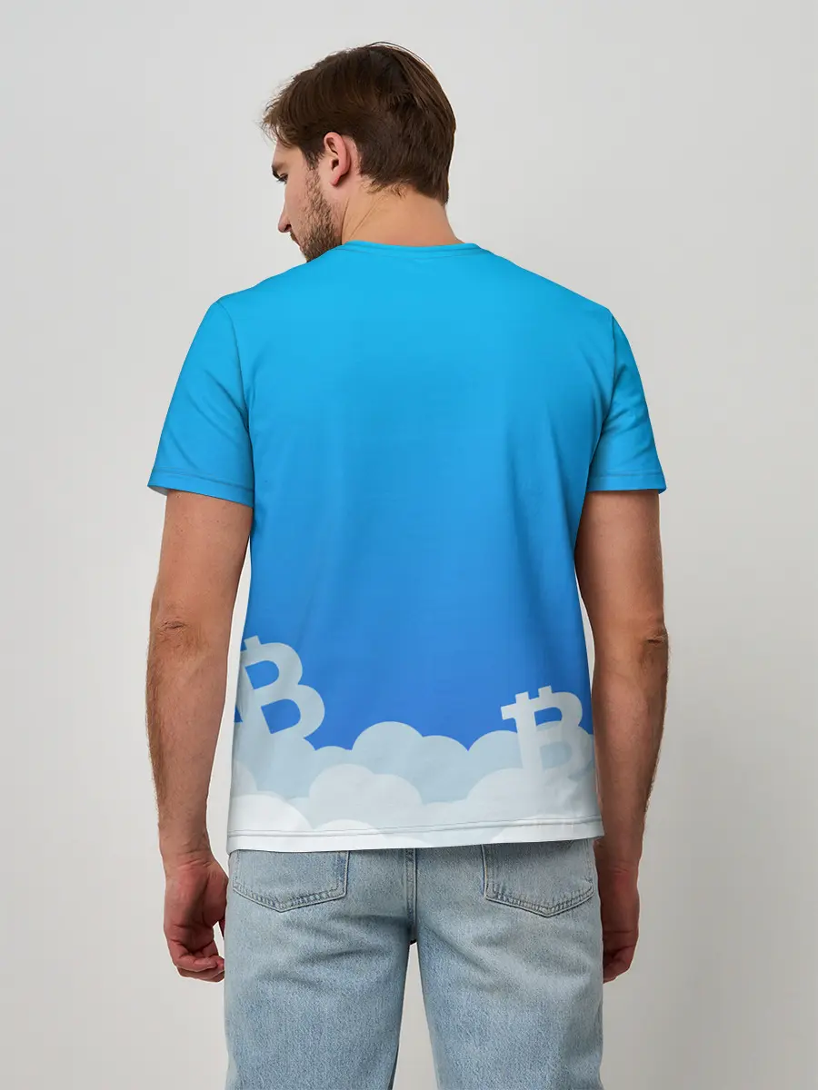 Мужская базовая футболка / БИТКОИН В КОСМОС