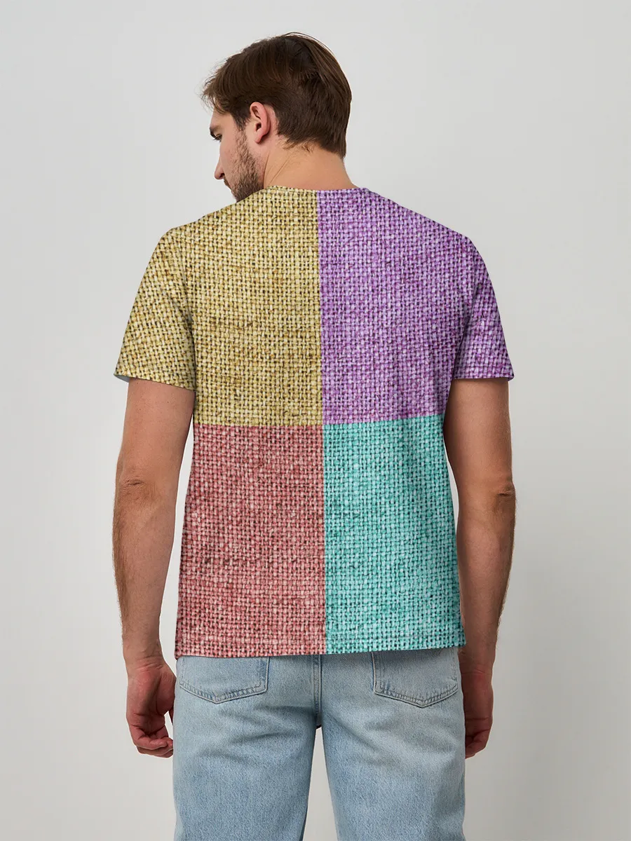Мужская базовая футболка / Burlap Patchwork