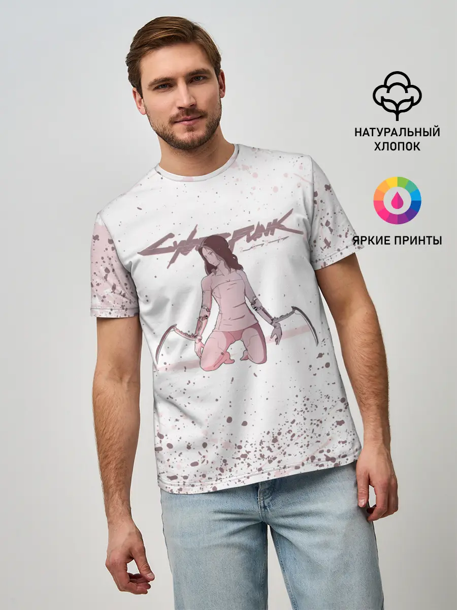 Мужская базовая футболка / КЛИНКИ БОГОМОЛА | CYBERPUNK 2077