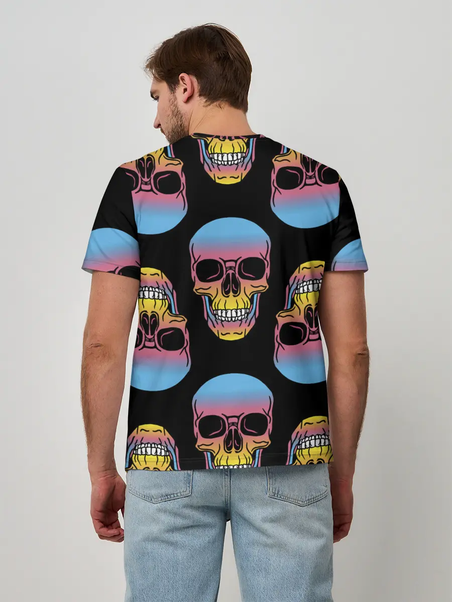 Мужская базовая футболка / Neon skull