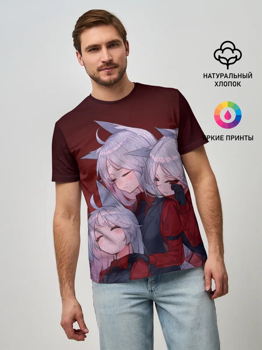 Мужская базовая футболка / Cerberus обнимаются втроем Helltaker