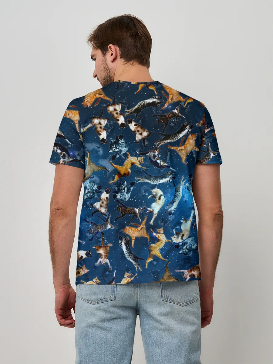 Мужская базовая футболка / Космические коты