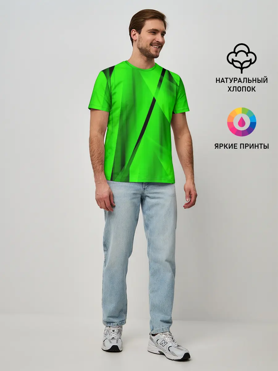 Мужская базовая футболка / Зеленый неон