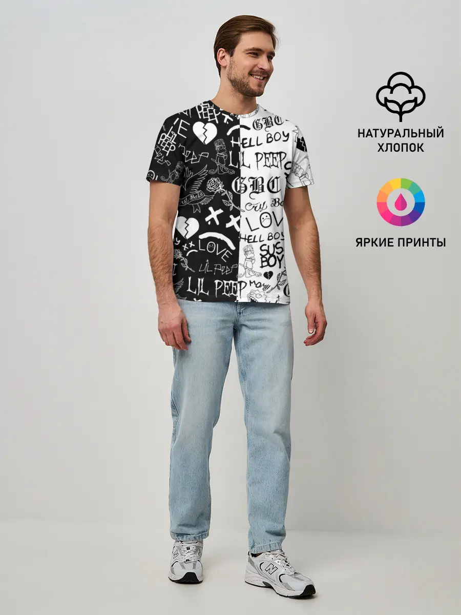 Мужская базовая футболка / LIL PEEP LOGOBOMBING | ЛИЛ ПИП