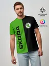 Мужская базовая футболка / SKODA черно-зеленый