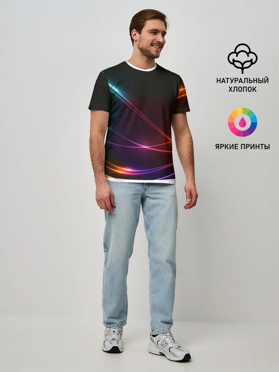 Мужская базовая футболка / Неоновые Линии