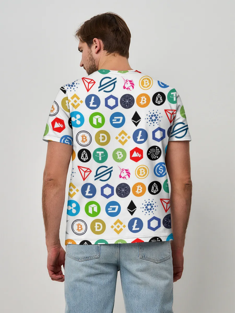 Мужская базовая футболка / BITCOIN PATTERN | БИТКОИН