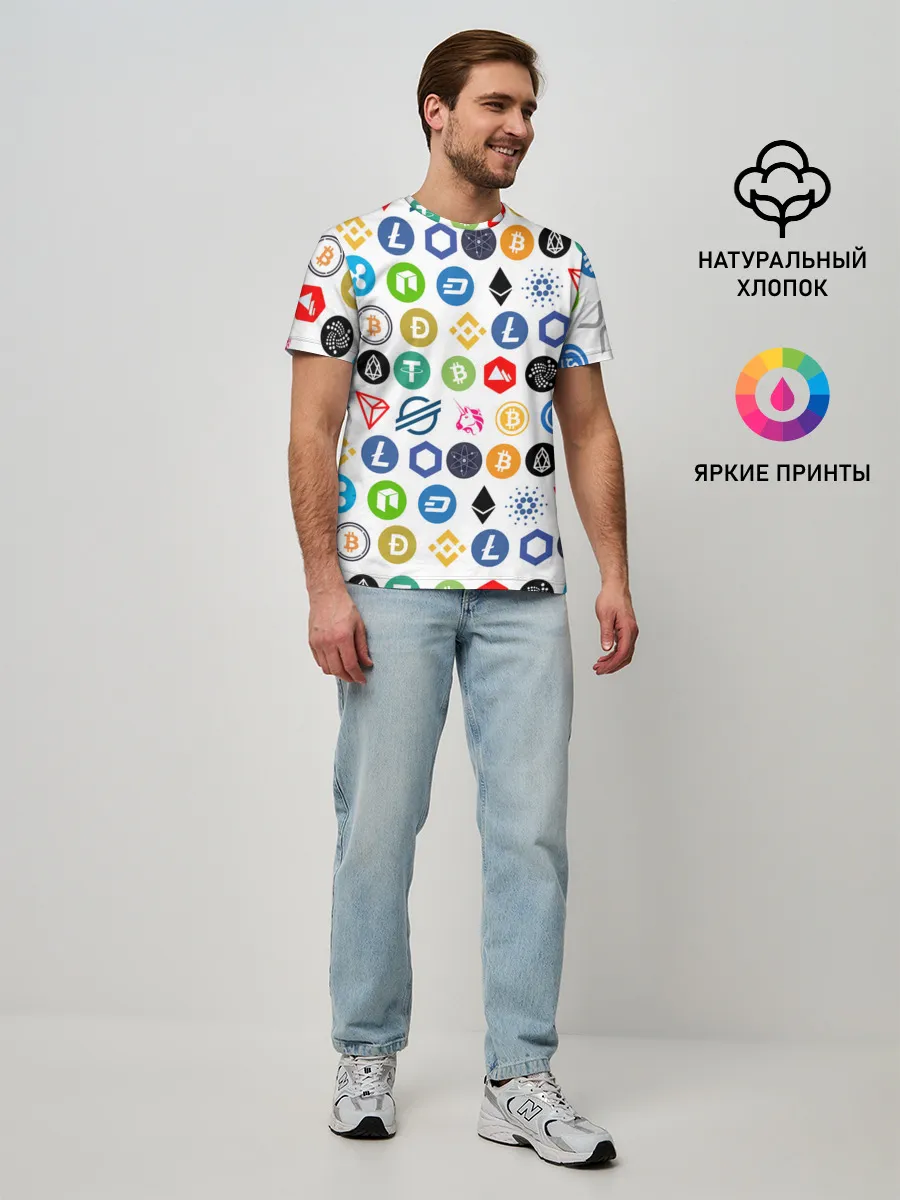 Мужская базовая футболка / BITCOIN PATTERN | БИТКОИН