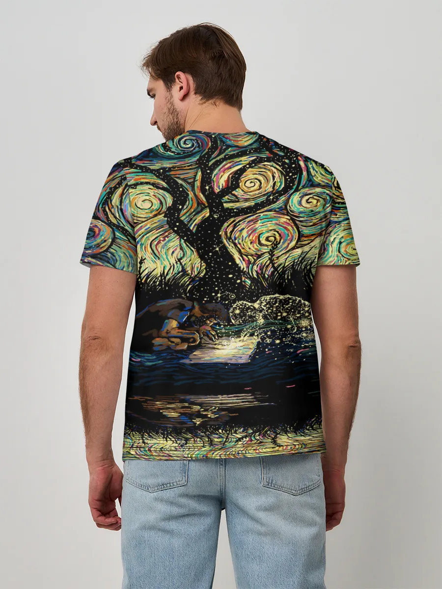 Мужская базовая футболка / НОЧЬ В ЛЕСУ