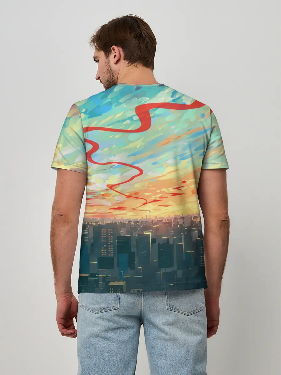 Мужская базовая футболка / Токио красками