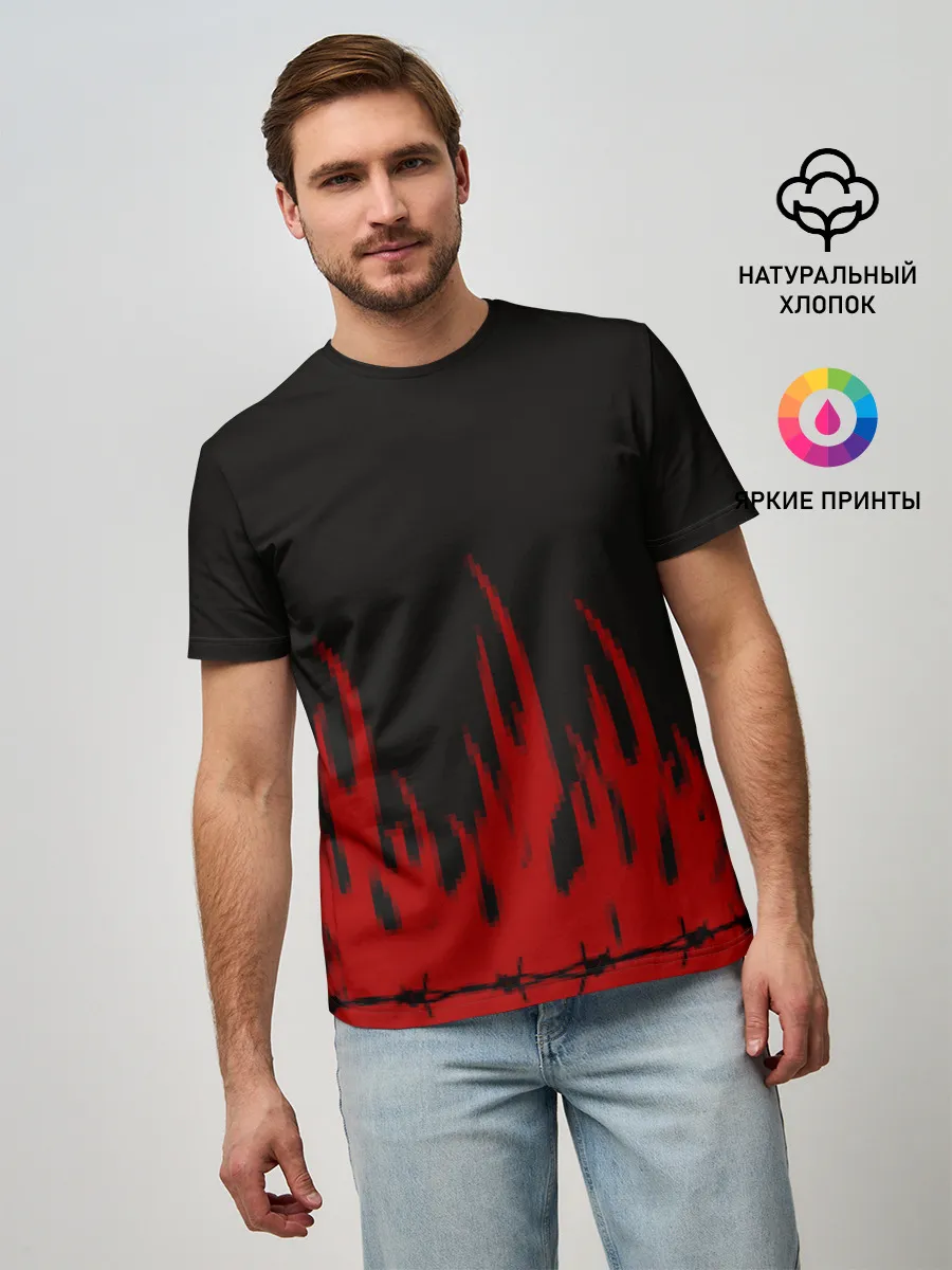 Мужская базовая футболка / Pixel Fire