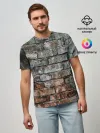 Мужская базовая футболка / кирпичная стена потеки краска